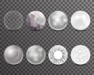 Abstract Balls Burst 3d Curl Polygonal Set Symbol Transparent Background Design Isolated Vector Illustration