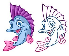 fish  cartoon Illustrations isolated image animal character