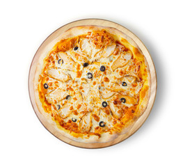 BBQ chicken pizza with olives. This picture is perfect for you to design your restaurant menus. Visit my page. You will be able to find an image for every pizza sold in your cafe or restaurant. 