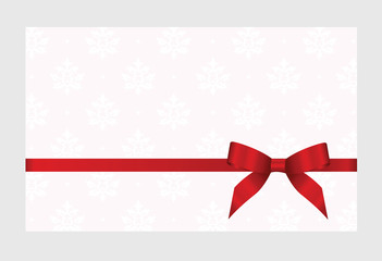 Gift certificate, Gift Card With Red Ribbon And A Bow on pink Decorative Elements  background.  Gift Voucher Template.  Vector image.