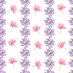 Fototapeta na wymiar Vintage seamless pattern with cute delicate flowers. Hand-drawn floral background for textile, cover, wallpaper, gift packaging, printing, scrapbooking.Romantic design.