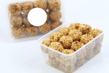 crisp fried rice noodles on background