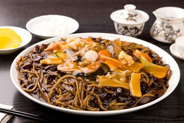 jajangmyeon, black-bean-sauce noodles 