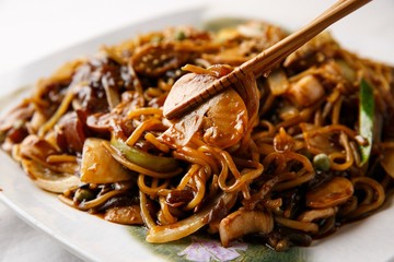 jajangmyeon, black-bean-sauce noodles 