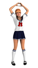 3D Rendering Teenager Schoolgirl on White