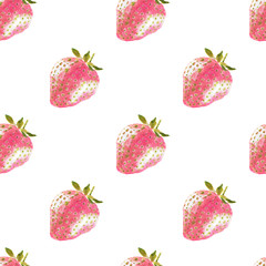 Watercolor background, Strawberry seamless pattern