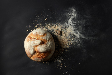 Different kinds of bread on background
