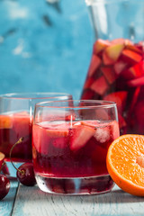 Refreshing sangria or punch with fruit
