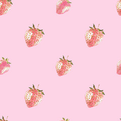 Watercolor background, Strawberry seamless pattern