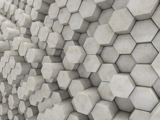 Abstract marble geometric background from Hexahedrons. 3D rendering