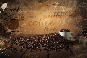 Background of cup of coffee - obrazy, fototapety, plakaty