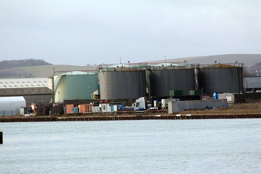Shoreham petrol storage tanks filled by deliveries via boats