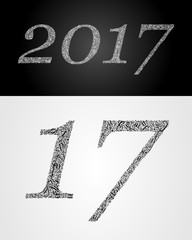 Abstract letters create texture for number.