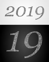 Abstract letters create texture for number.