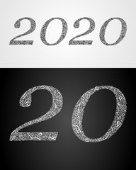 Abstract letters create texture for number.