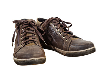 Leather shoes on a white background