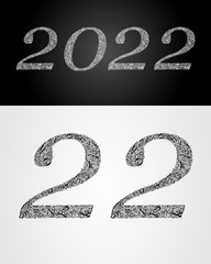 Abstract letters create texture for number.