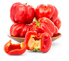 Red bell pepper. Isolation on a white background with clipping paths.