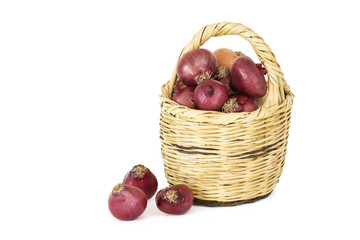 Fresh onions isolated on white background