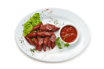 chopped sausages