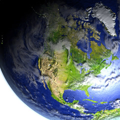 Fototapeta premium North America on realistic model of Earth