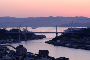 Beautiful Dawn Ocean View at Onomichi (Hiroshima, Japan)