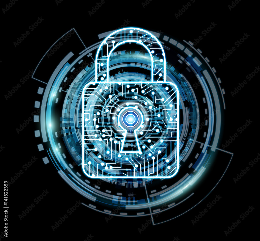 Leinwandbilder digital padlock securing datas 3d rendering