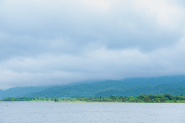 Reservoir attached to the mountains and forests.