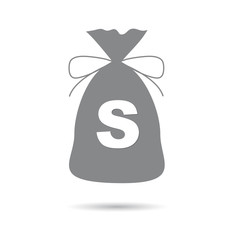 Icon sack with dollars gray on white background