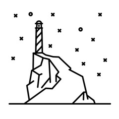Flat line art lighthouse illustration