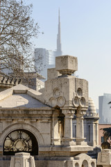 stone decoration at Monumental Cemetery, Milan