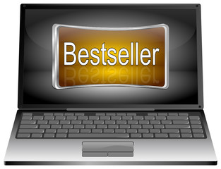 Laptop computer with Bestseller button - 3D illustration