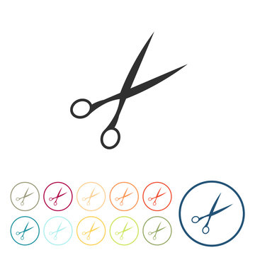 Runde Schaltfl&auml;chen - Schere - Friseur