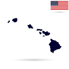 Fototapeta premium Map of the U.S. state Hawaii on a white background. American flag