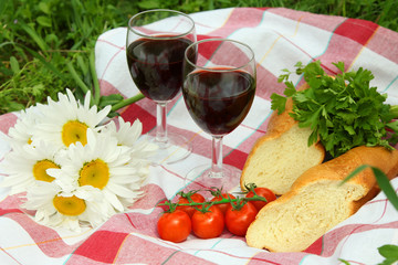 Wine and food in nature