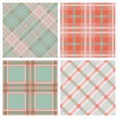 Set of Seamless Tartan & Checkered Plaid Patterns.