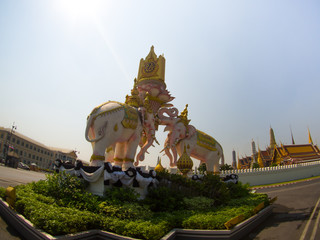 Elephant Statue in front of Wat Phra Kaew, Bangkok, Thailand