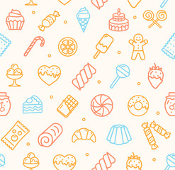 Sweets and Bakery Pattern Background. Vector
