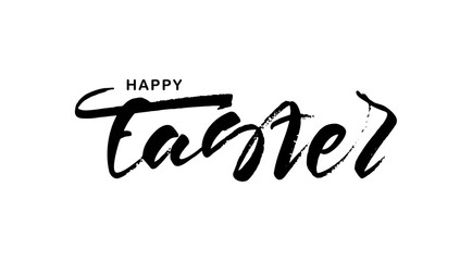 Fototapeta na wymiar Vector illustration. Handwritten grunge modern brush lettering of Happy Easter on white background.