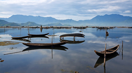 The boats on the river, sea, lake