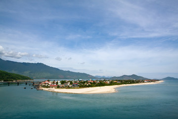 Fototapeta premium Landscape with mountains and clouds Lang Co bay (Thua Thien Hue, Vietnam)