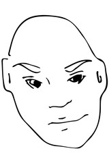 vector sketch of the face of the adult bald man.