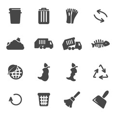 Vector black garbage icons set