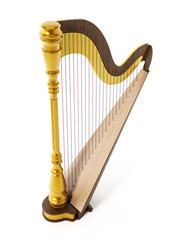 Harp isolated on white background. 3D illustration
