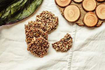 Chocolate gluten-free biscuit, with buckwheat, nuts