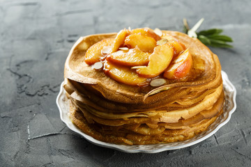Pancakes with peaches