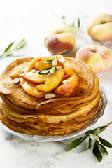 Pancakes with peaches