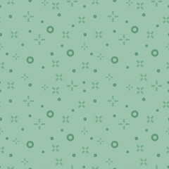 Seamless abstract pattern with green crosses. Vector illustration.
