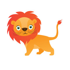Cute lion cartoon on white background vector illustration.