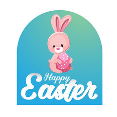 Happy Easter greeting card with rabbit
